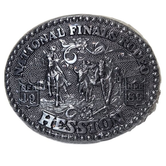 1989 NFR Belt Buckle NOS National Finals Rodeo Steer Wrestling Horse Cowboy - Picture 7 of 10